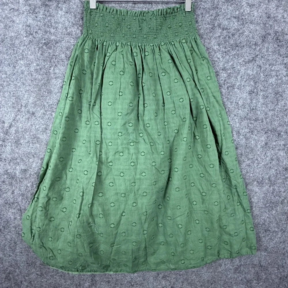 Swildens A-Line Skirt Womens 34 Green Cottagecore Peasant Smocked Waist Boho